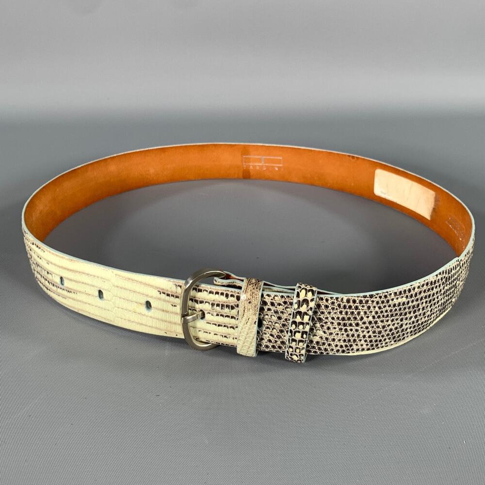 TARDINI Waist Size 28 White Black Lizard Leather Belt